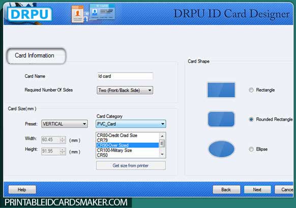 Printable ID Cards Maker Software screenshot