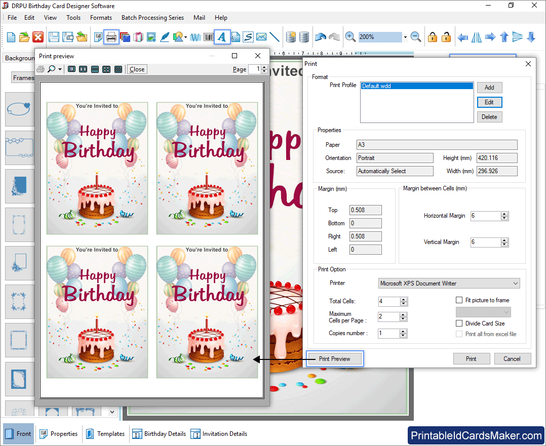 Birthday Cards Maker Software design printable birth day anniversary ...