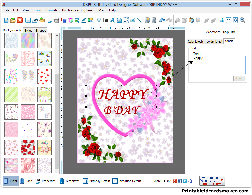 Birthday Cards Maker Software Screenshots To Design Birthday Greetings