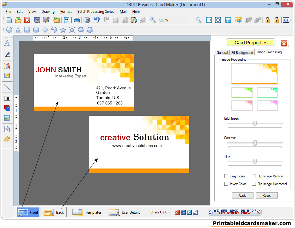 Business Cards Maker Software Designs Printable Visiting Cards 