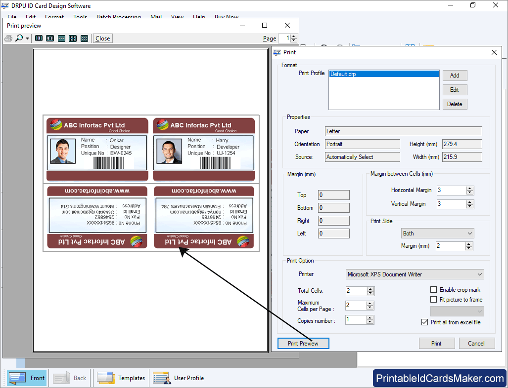 ID Cards Maker Software screenshots to design photo identity card