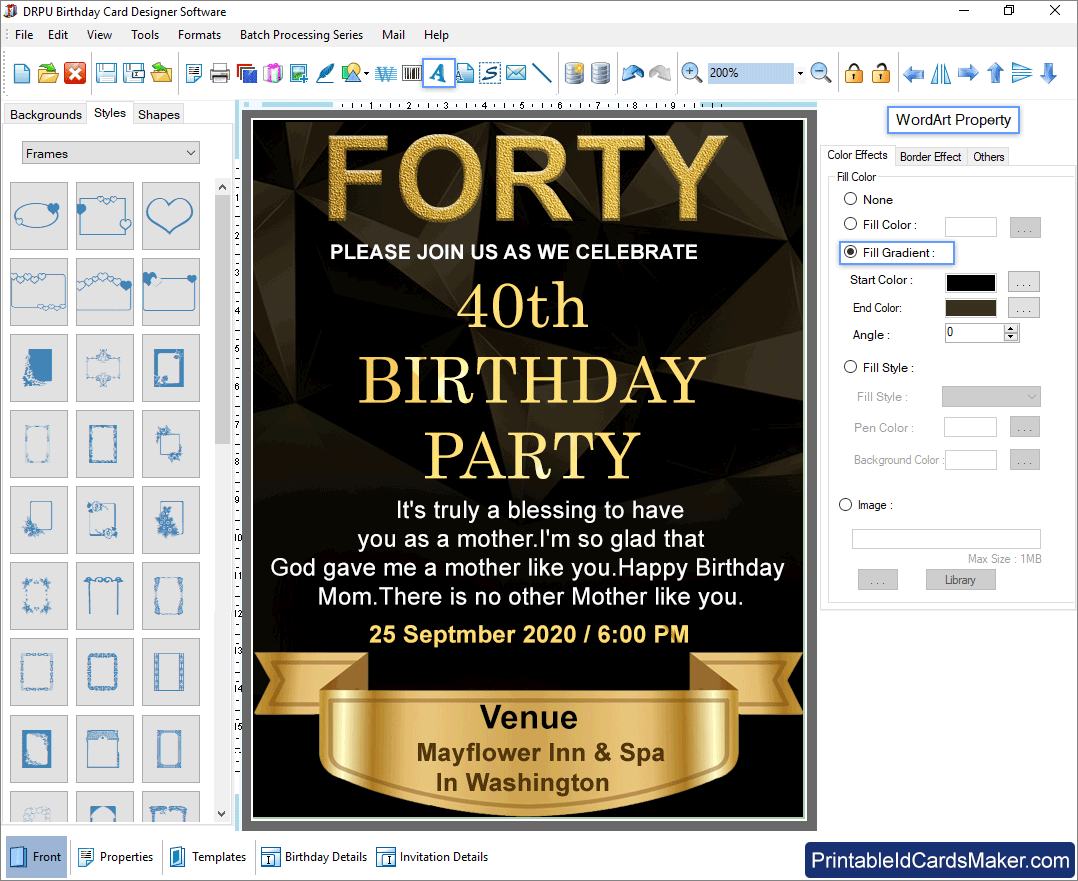 Birthday Cards WordArt Property