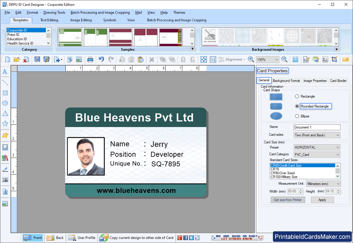 Card Properties ID Cards Properties