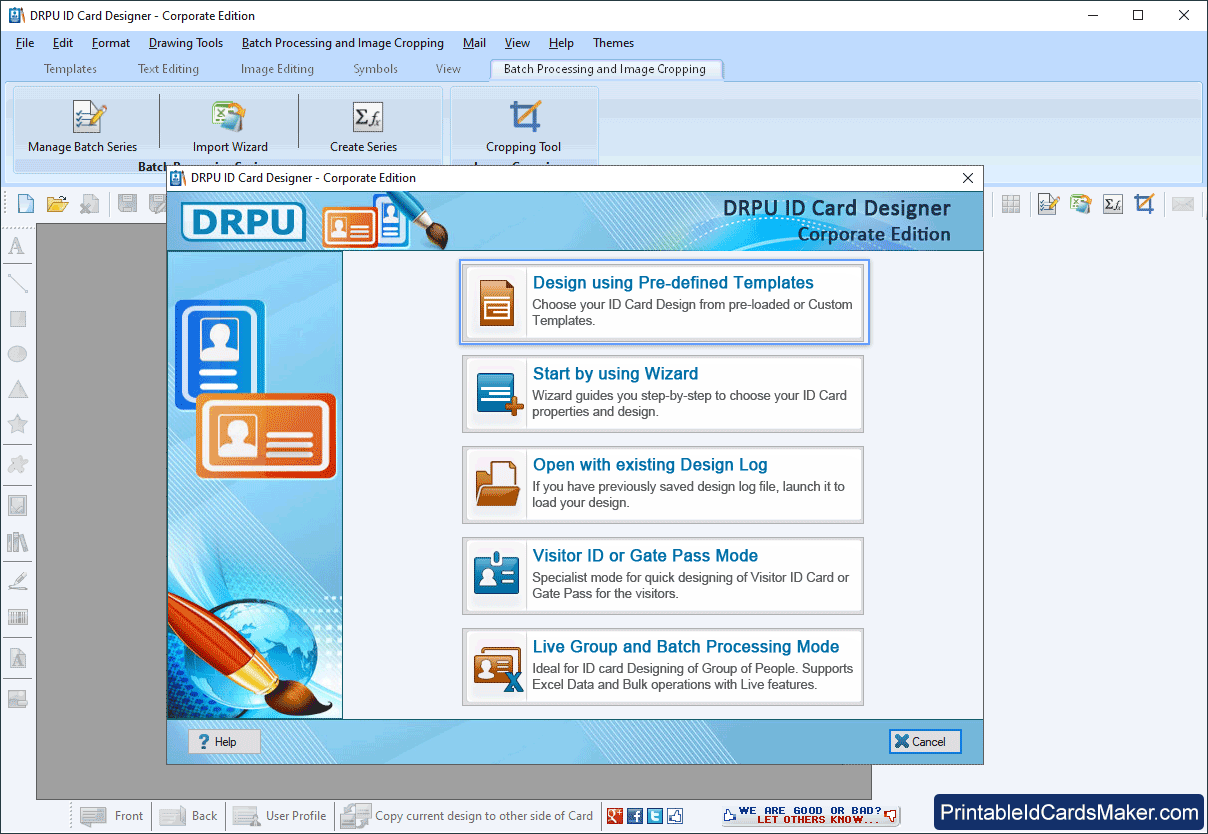 Select any one mode Select Pre-defined Templates