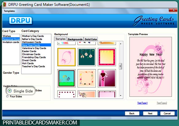Greeting Cards Maker Software screenshots of how to design greetings