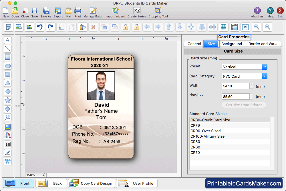 Card Properties Students ID Cards Set Card Properties