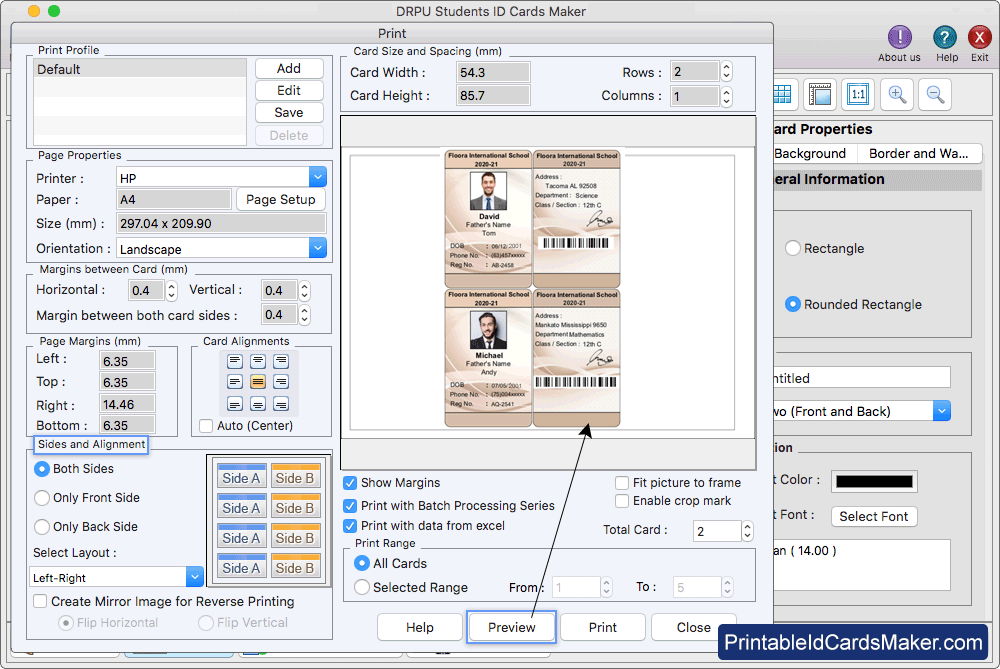 Print Preview Set Print Settings