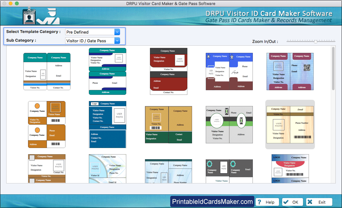 Select Pre-defined Template Visitors ID Cards Select Template