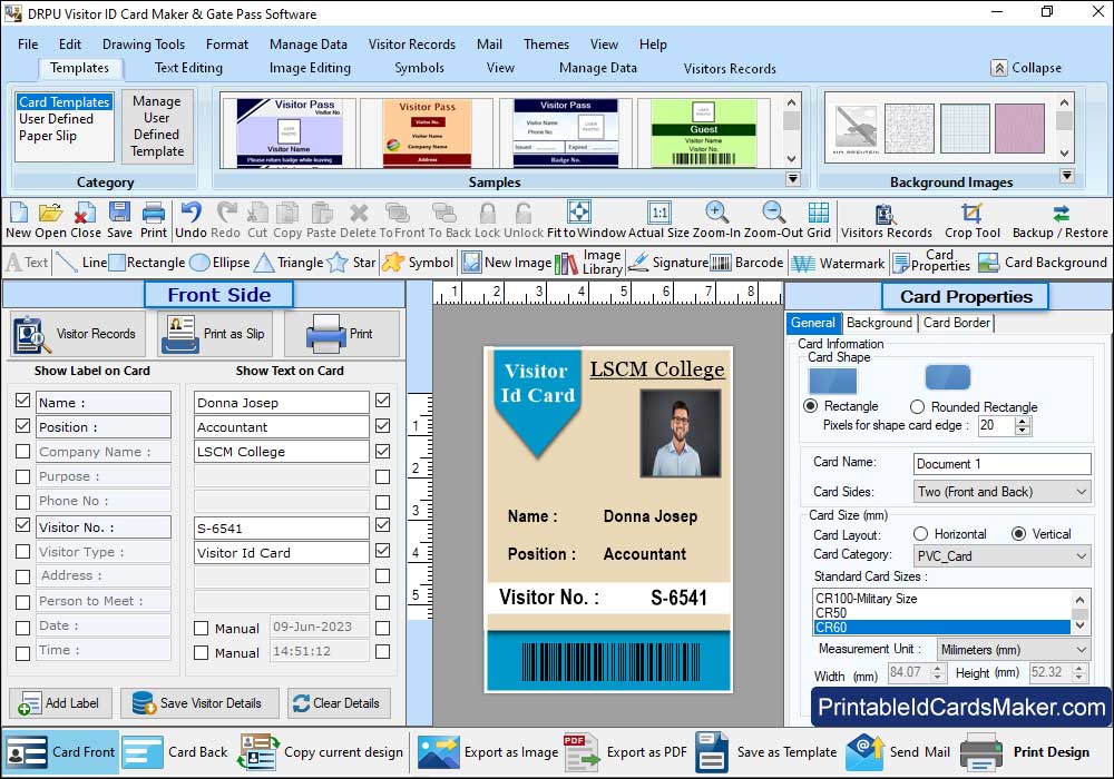 Visitors ID Cards Maker Software