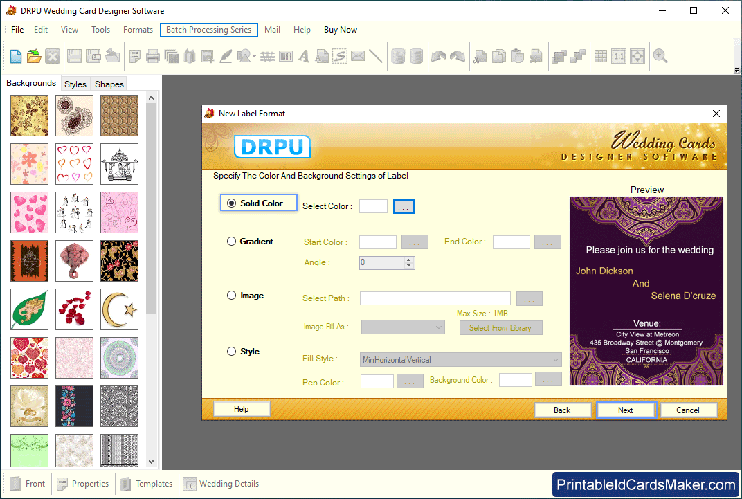 Wedding cards Maker Software screenshots to create own designed wedding