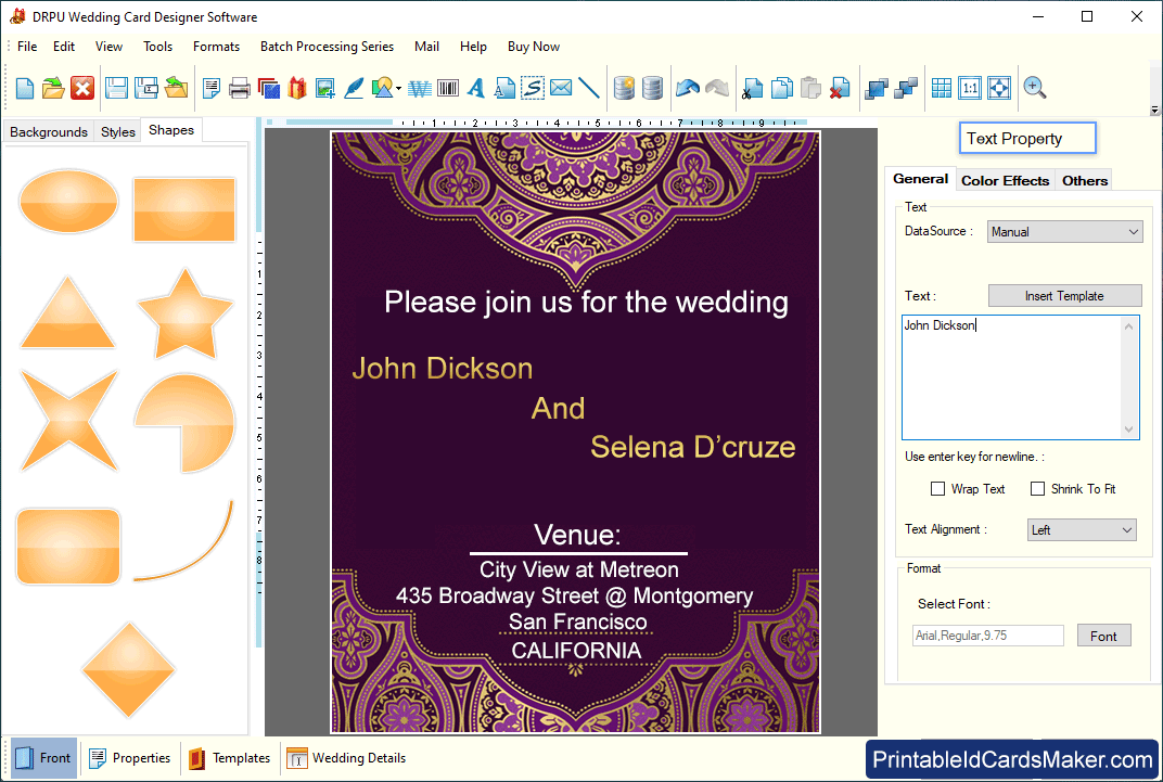 Text Property Wedding Cards Set Text Property