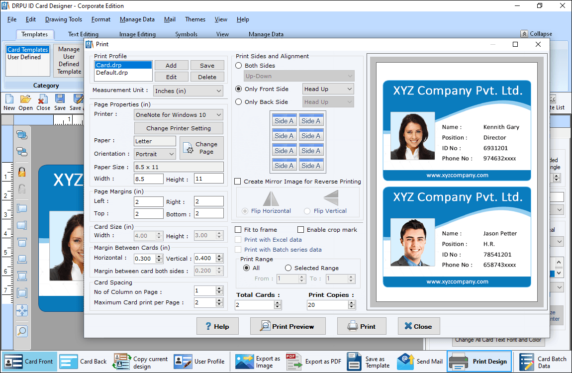 Print Settings Format